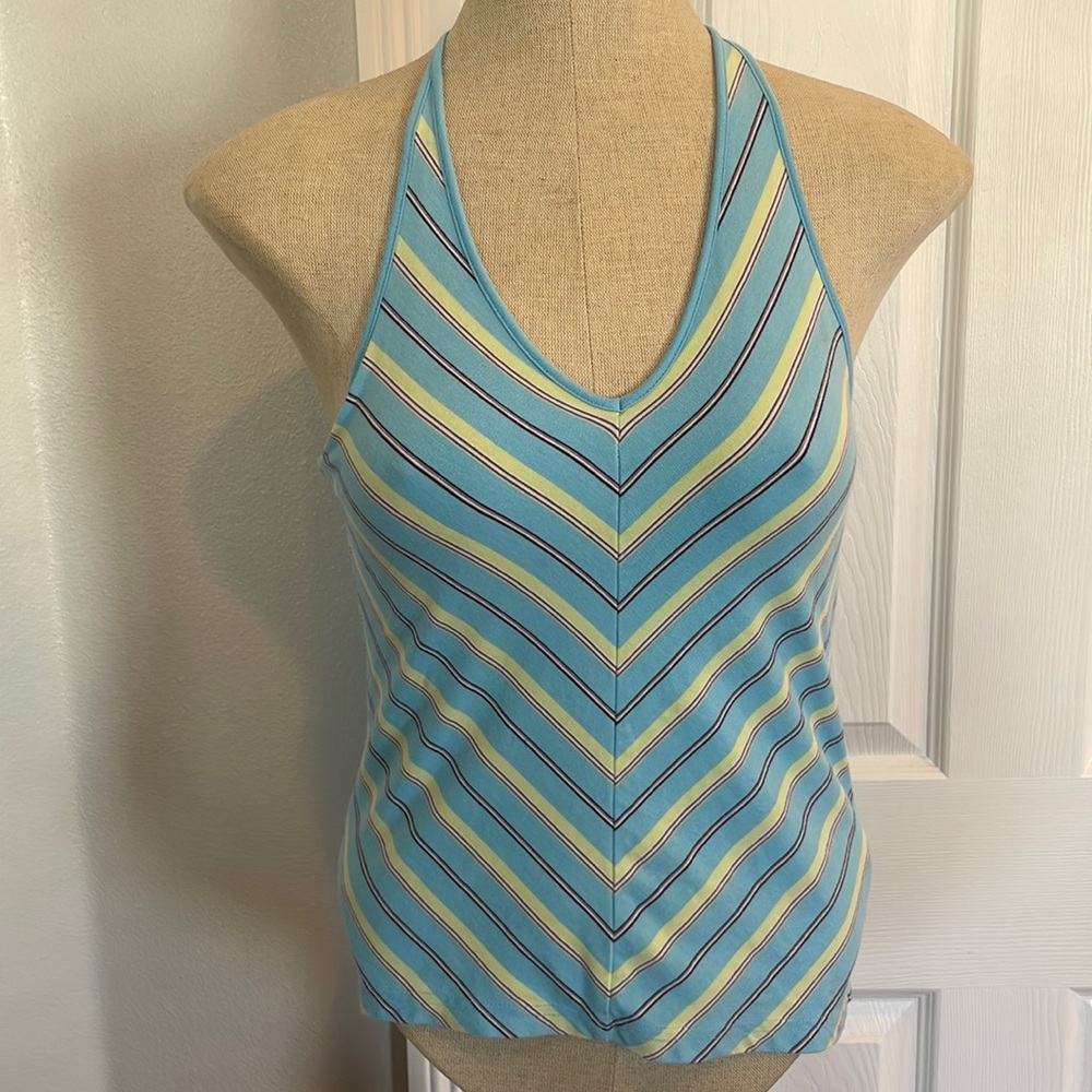 Y2K gap halter top striped cotton turquoise women’s S